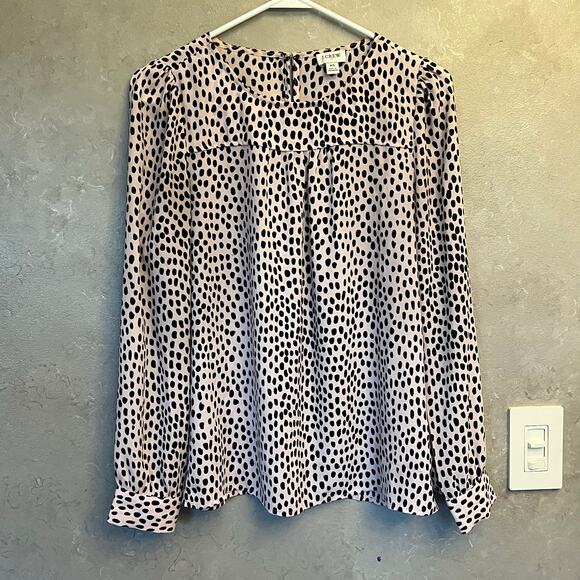 🐆 J.Crew XS Cheetah Print Puff Sleeve Blouse AG681 Tunic Top - Picture 3 of 13